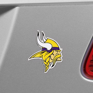 Wholesale-Minnesota Vikings Embossed Color Emblem NFL Exterior Auto Accessory - Aluminum Color SKU: 60461