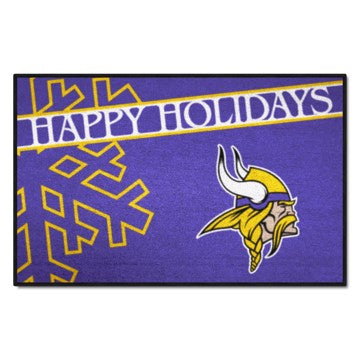 Wholesale-Minnesota Vikings Happy Holidays Starter Mat NFL Accent Rug - 19" x 30" SKU: 17640