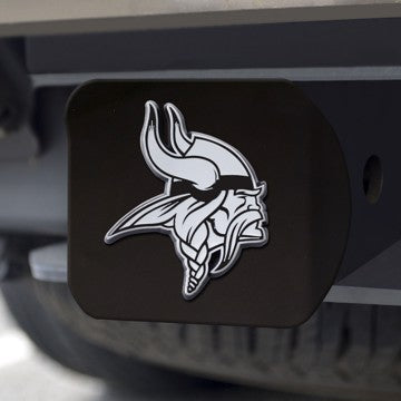 Wholesale-Minnesota Vikings Hitch Cover NFL Chrome Emblem on Black Hitch - 3.4" x 4" SKU: 21557