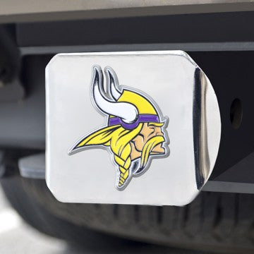 Wholesale-Minnesota Vikings Hitch Cover NFL Color Emblem on Chrome Hitch - 3.4" x 4" SKU: 22582