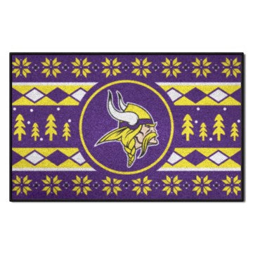 Wholesale-Minnesota Vikings Holiday Sweater Starter Mat NFL Accent Rug - 19" x 30" SKU: 26207