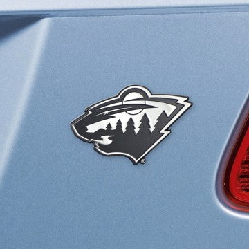 Wholesale-Minnesota Wild Emblem - Chrome NHL Exterior Auto Accessory - Chrome Emblem - 2" x 3.2" SKU: 17175