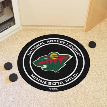 Wholesale-Minnesota Wild Puck Mat NHL Accent Rug - Round - 27" diameter SKU: 10269