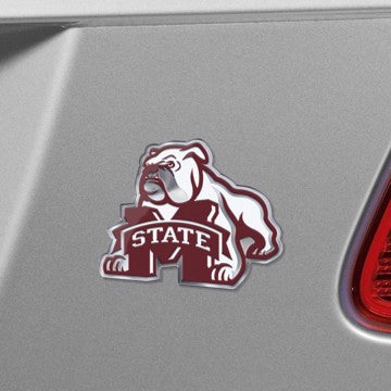 Wholesale-Mississippi State Embossed Color Emblem 2 Mississippi State University Embossed Color Emblem 2 3.25” x 3.25 - "Bulldog and 'M STATE'" Alternate Logo SKU: 60645