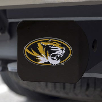 Wholesale-Missouri Hitch Cover University of Missouri Color Emblem on Black Hitch 3.4"x4" - "Oval Tiger" Logo SKU: 22712