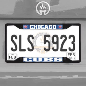 Wholesale-MLB - Chicago Cubs License Plate Frame - Black Chicago Cubs - MLB - Black Metal License Plate Frame SKU: 31300