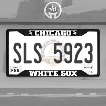 Wholesale-MLB - Chicago White Sox License Plate Frame - Black Chicago White Sox - MLB - Black Metal License Plate Frame SKU: 31301