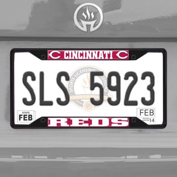 Wholesale-MLB - Cincinnati Reds License Plate Frame - Black Cincinnati Reds - MLB - Black Metal License Plate Frame SKU: 31302