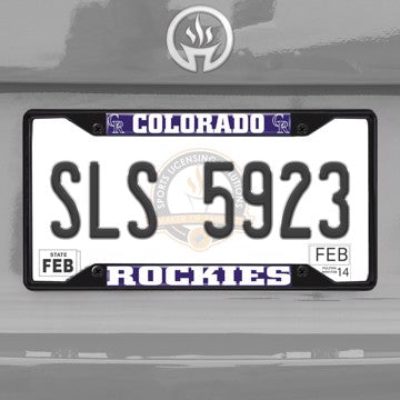 Wholesale-MLB - Colorado Rockies License Plate Frame - Black Colorado Rockies - MLB - Black Metal License Plate Frame SKU: 31304