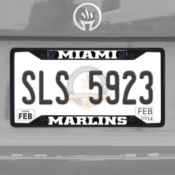 Wholesale-MLB - Miami Marlins License Plate Frame - Black Miami Marlins - MLB - Black Metal License Plate Frame SKU: 31310