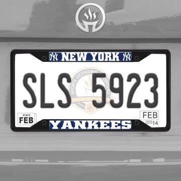 Wholesale-MLB - New York Yankees License Plate Frame - Black New York Yankees - MLB - Black Metal License Plate Frame SKU: 31314