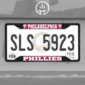 Wholesale-MLB - Philadelphia Phillies License Plate Frame - Black Philadelphia Phillies - MLB - Black Metal License Plate Frame SKU: 31316