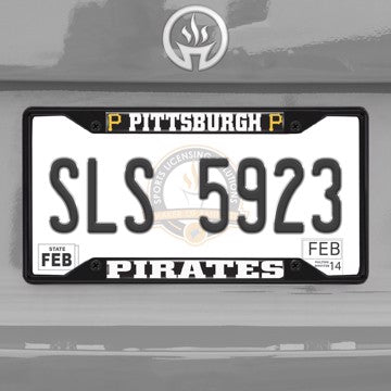 Wholesale-MLB - Pittsburgh Pirates License Plate Frame - Black Pittsburgh Pirates - MLB - Black Metal License Plate Frame SKU: 31317