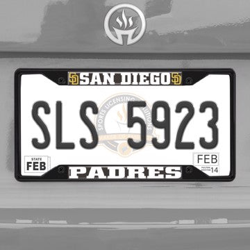 Wholesale-MLB - San Diego Padres License Plate Frame - Black San Diego Padres - MLB - Black Metal License Plate Frame SKU: 31318