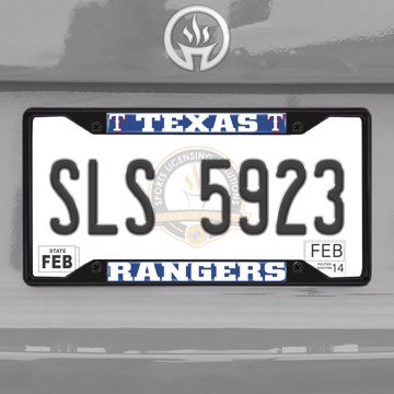 Wholesale-MLB - Texas Rangers License Plate Frame - Black Texas Rangers - MLB - Black Metal License Plate Frame SKU: 31323