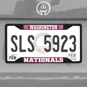 Wholesale-MLB - Washington Nationals License Plate Frame - Black Washington Nationals - MLB - Black Metal License Plate Frame SKU: 31325