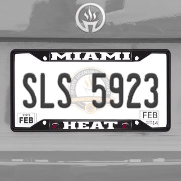 Wholesale-NBA - Miami Heat License Plate Frame - Black Miami Heat - NBA - Black Metal License Plate Frame SKU: 31334