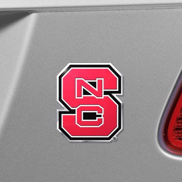 Wholesale-NC State Embossed Color Emblem North Carolina State University Embossed Color Emblem 3.25” x 3.25” - "NCS" Logo SKU: 60547