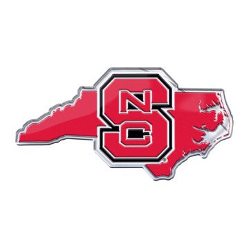 Wholesale-NC State Embossed State Emblem North Carolina State University Embossed State Emblem 3.25” x 3.25 - "NCS" Logo / Shape of North Carolina SKU: 60879