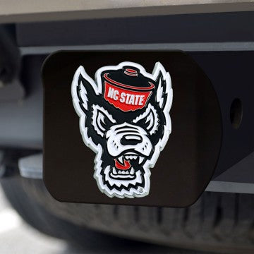 Wholesale-NC State Hitch Cover North Carolina State University Color Emblem on Black Hitch Cover 3.4"x4" - "Wolf Head" Logo SKU: 25587