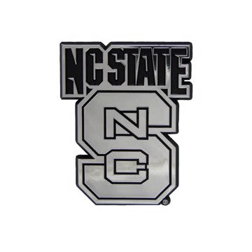 Wholesale-NC State Molded Chrome Emblem North Carolina State University Molded Chrome Emblem 3.25” x 3.25 - "NCS" Primary Logo & "NC STATE" Wordmark SKU: 60364