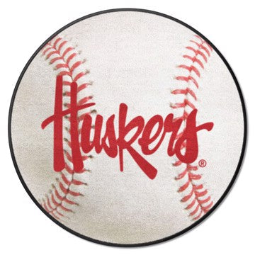 Wholesale-Nebraska Cornhuskers Baseball Mat Accent Rug - Round - 27" diameter SKU: 36409