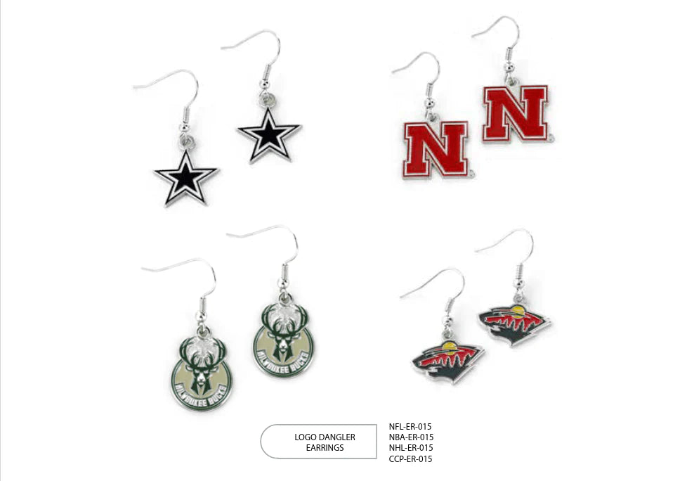 {{ Wholesale }} Nebraska Cornhuskers Logo Dangler Earrings 