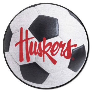 Wholesale-Nebraska Cornhuskers Soccer Ball Mat Accent Rug - Round - 27" diameter SKU: 36412