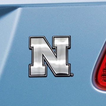 Wholesale-Nebraska Emblem - Chrome University of Nebraska Chrome Emblem 2.7"x3.2" - "Block N" Logo SKU: 14920