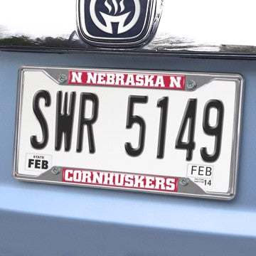 Wholesale-Nebraska License Plate Frame University of Nebraska License Plate Frame 6.25"x12.25" - "Block N" Logo & Wordmark SKU: 14919