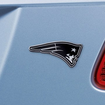 Wholesale-New England Patriots Emblem - Chrome NFL Exterior Auto Accessory - Chrome Emblem - 2" x 3.2" SKU: 15613