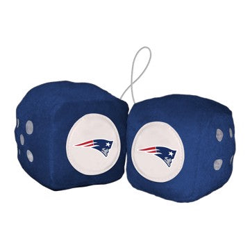 Wholesale-New England Patriots Fuzzy Dice NFL 3" Cubes SKU: 31989
