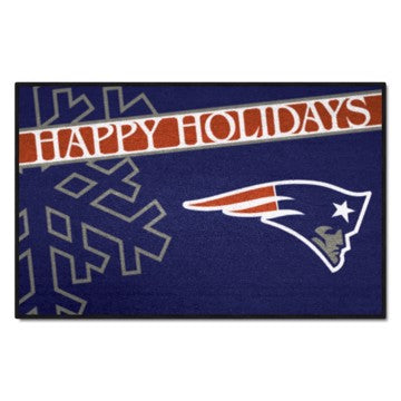 Wholesale-New England Patriots Happy Holidays Starter Mat NFL Accent Rug - 19" x 30" SKU: 17641