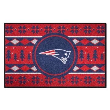 Wholesale-New England Patriots Holiday Sweater Starter Mat NFL Accent Rug - 19" x 30" SKU: 26208