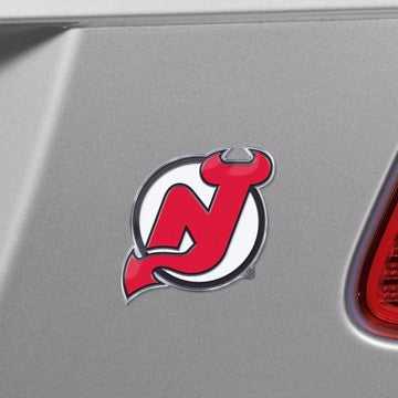 Wholesale-New Jersey Devils Embossed Color Emblem NHL Exterior Auto Accessory - Aluminum Color SKU: 60493
