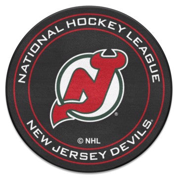 Wholesale-New Jersey Devils Puck Mat - Retro Collection NHL Accent Rug - Round - 27" diameter SKU: 35547