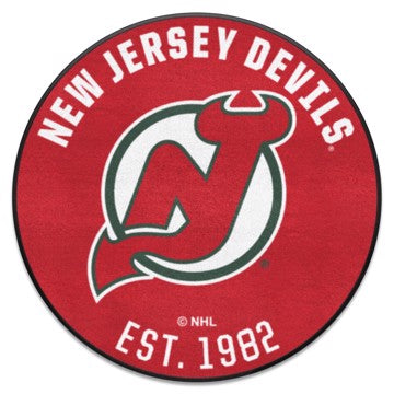 Wholesale-New Jersey Devils Roundel Mat - Retro Collection NHL Accent Rug - Round - 27" diameter SKU: 35546