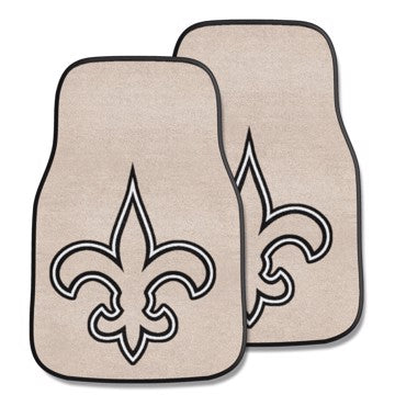 Wholesale-New Orleans Saints 2-pc Carpet Car Mat Set NFL Auto Floor Mat - 2 piece Set - 17" x 27" SKU: 5768