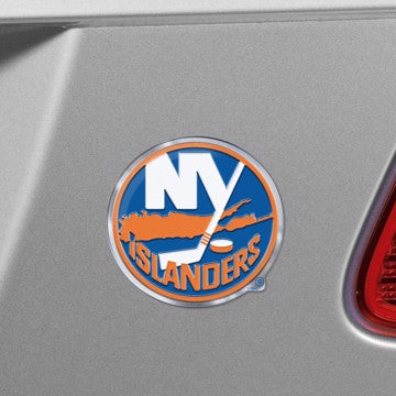 Wholesale-New York Islanders Embossed Color Emblem NHL Exterior Auto Accessory - Aluminum Color SKU: 60494