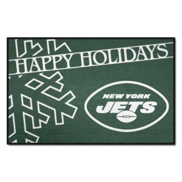 Wholesale-New York Jets Happy Holidays Starter Mat NFL Accent Rug - 19" x 30" SKU: 17644