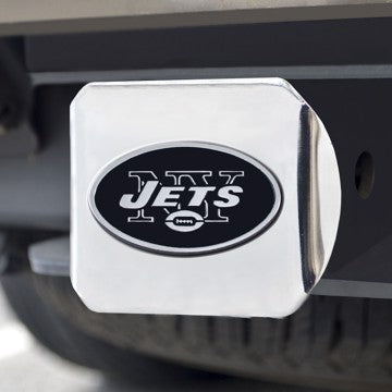Wholesale-New York Jets Hitch Cover NFL Chrome Emblem on Chrome Hitch - 3.4" x 4" SKU: 21567