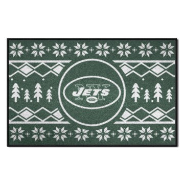 Wholesale-New York Jets Holiday Sweater Starter Mat NFL Accent Rug - 19" x 30" SKU: 26211