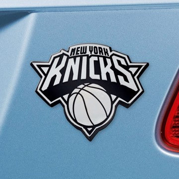 Wholesale-New York Knicks Emblem - Chrome NBA Exterior Auto Accessory - Chrome Emblem - 2.6" x 3.2" SKU: 14869