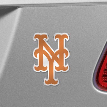 Wholesale-New York Mets Embossed Color Emblem MLB Exterior Auto Accessory - Aluminum Color SKU: 60411