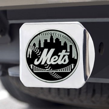 Wholesale-New York Mets Hitch Cover MLB Chrome Emblem on Chrome Hitch - 3.4" x 4" SKU: 26647