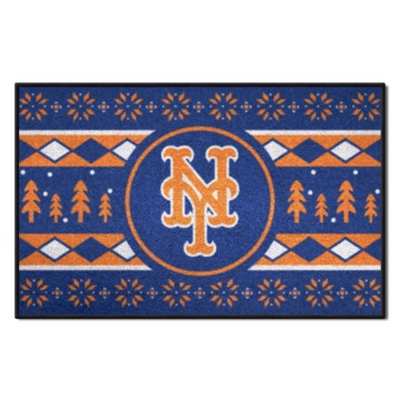 Wholesale-New York Mets Holiday Sweater Starter Mat MLB Accent Rug - 19" x 30" SKU: 26406