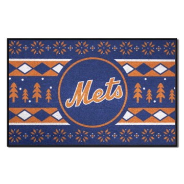 Wholesale-New York Mets Holiday Sweater Starter Mat MLB Accent Rug - 19" x 30" SKU: 31455