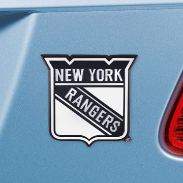 Wholesale-New York Rangers Emblem - Chrome NHL Exterior Auto Accessory - Chrome Emblem - 2" x 3.2" SKU: 17167