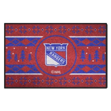 Wholesale-New York Rangers Holiday Sweater Starter Mat NHL Accent Rug - 19" x 30" SKU: 26863