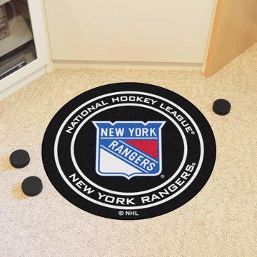 Wholesale-New York Rangers Puck Mat NHL Accent Rug - Round - 27" diameter SKU: 10472